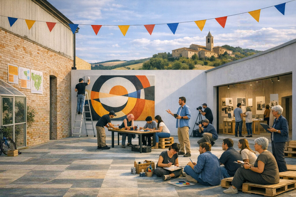 Immagine che rappresenta inclusione e rigenerazione urbana: linguaggi artistici contemporanei, innovazione digitale, sostenibilità e imprenditoria giovanile.