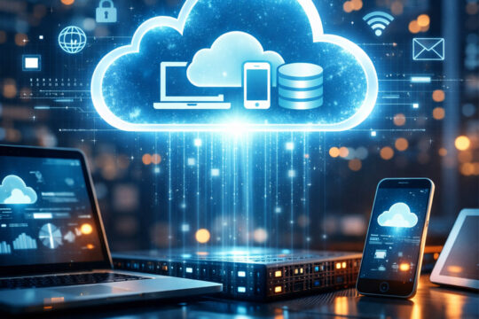 Rappresentazione di cloud digitale con protezione dati e infrastruttura cloud per imprese. Contributi per cloud computing e sicurezza digitale