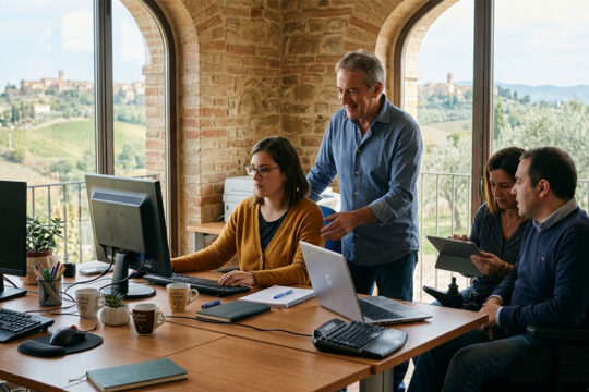 Ragazza con disabilità che utilizza un software con tecnologia assistiva al computer durante un corso di formazione digitale per il Bando Zenit